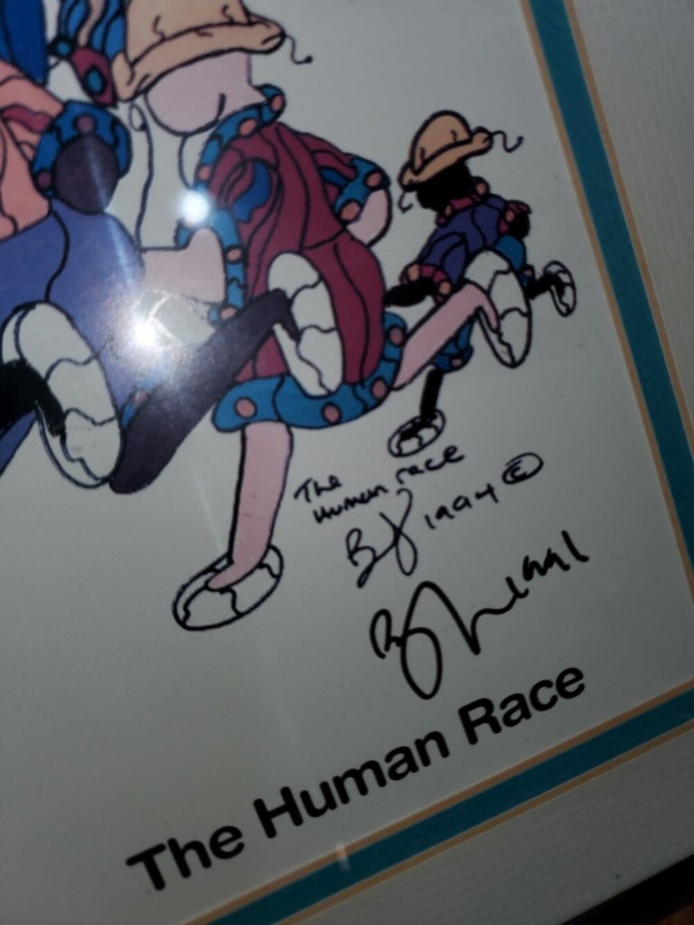 Vintage Art Print Framed Brian Joseph Signed Autographed Lithograph Human Race - Picture 5 of 6